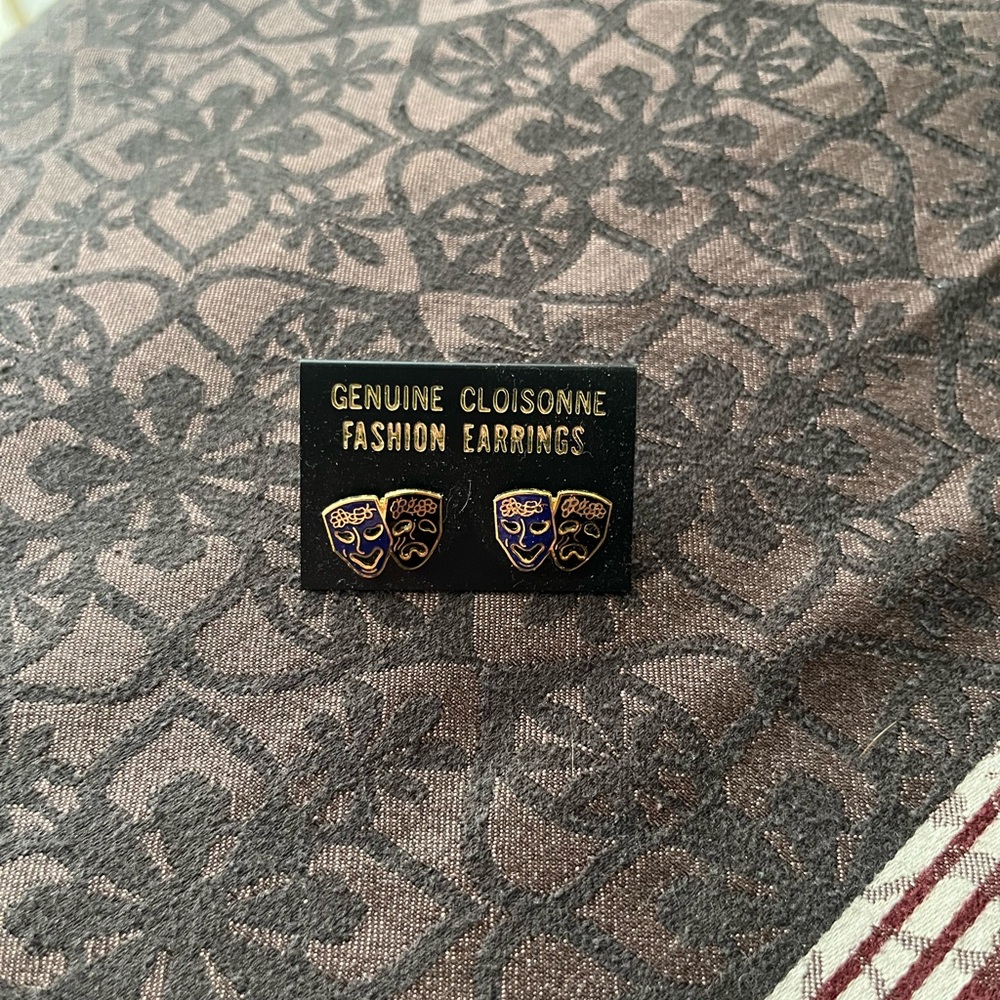 Cloisonné Comedy and Tragedy Mask Earrings